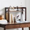 HIHELO Book Case Small Bookshelf Modern Storage Rack 2 Tier Simple Shelf Living Room Office Furniture Desk Organizer, Black Walnut Color Bookshelves view 2