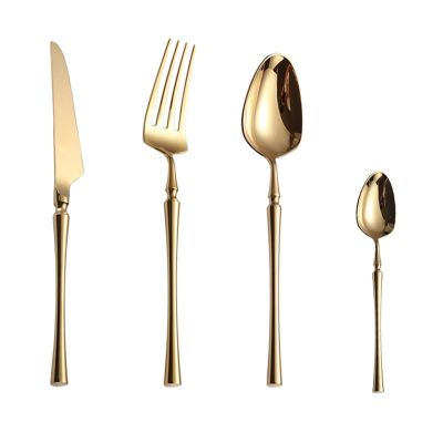 Cutlery Set Bright Gold 18/10 Stainless Steel Dinnerware Knife Spoon Fork Flatware Set 1Set