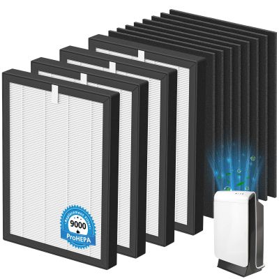 ProHEPA 9000 Replacement Filter Compatible with VEVA 9000 Air Puri-fiers, 4 Pack HEPA Replacement Filters & 8 Activated Carbon Pre-Filters