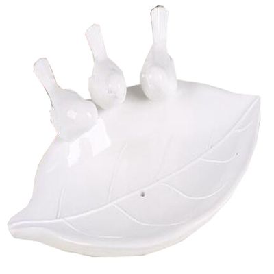 Gentle Meow Singing Brids Soap Dish Tray Ceramic Bar Soap Sponge Holder for Shower Sink Bathroom Kitchen