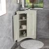 Corner Storage Cabinet with Two Doors for Bathroom, Living Room or Kitchen, Adjustable Shelf, Freestanding Floor Space Saver, Oak view 4
