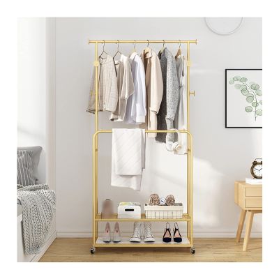 LXBAMKEA Coat Rack Stand Clothes Rack Stand, Garment Organizer for Hanging and Display, Hat Shoe Handbag Scarves Storage Holder, Portable Bedroom Entryway Office Hall Furniture (Color : Gold, Size :