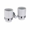 Chrome plated brass bathroom accessories Double ceramic mug Toothbrush holder view 1