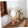 ORFOFE Rattan Vanity Mirror Desk Mirror Wicker Small Vanity Rattan Makeup for Desk view 3