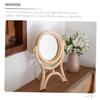 ORFOFE Rattan Vanity Mirror Desk Mirror Wicker Small Vanity Rattan Makeup for Desk view 4