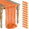 12 Pack Orange Cheesecloth Table Runner 10ft Boho Gauze Cheese Cloth Table Runner Rustic Sheer Runner 120 inch Long for Christmas Wedding Table Decorations view 1