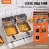VEVOR Commercial Deep Fryer, Dual Tank 3000W Electric Countertop Fryer with Basket, 2 x 9.1Qt/8.6L Double Stainless Steel Oil Fryer, with Temp Control & Overheat Protection, for Kitchen Restaurant Use view 2
