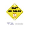Iprokiu Baby on Board Car Sticker with Suction Cups Baby in Car Safety Warning Sign Reusable Funny Car Sticker PVC Kids on Board Decal for Car Window (Cute Hamster) view 1