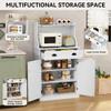 ARTPOWER 54" Kitchen Microwave Cabinet/Stand with Storage and Drawers, Pantry Storage Cabinet with Hutch & Adjustable Shelves for Kitchen, Dining Room, Living Room, Hallway in White view 3