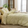 BESTOUCH Duvet Cover Set 100% Washed Cotton Linen Feel Super Soft Comfortable Chic Lightweight 3 PCs Home Bedding Set Solid Light Yellow Cal King view 3
