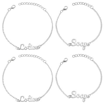 OLYCRAFT 8Pcs Soap and Lotion Label Tags Alloy Dish Soap and Hand Soaps Lotion Tags Alloy Lotions Bottle Tag with Chains for Bathroom Kitchen Farmhouse Vintage Rustic Decor - Silver