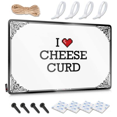 Abipuir Retro Metal Signs I Love Cheese Curd Tin Sign Metal Wall Decoration Wine Signs for Home Bar (Color : Colour, Size : 30X40CM)