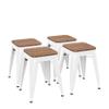 Andeworld 18 Inch Stools Set of 4,Industrial Metal Dining Chair with Wooden Seat,Short Kitchen Bar Stools Stackable for School,Classroom,Cream White view 1