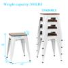 Andeworld 18 Inch Stools Set of 4,Industrial Metal Dining Chair with Wooden Seat,Short Kitchen Bar Stools Stackable for School,Classroom,Cream White view 3