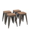 Andeworld 18 Inch Stools Set of 4,Industrial Metal Dining Chair with Wooden Seat,Short Kitchen Bar Stools Stackable for School,Classroom,Rusty view 1