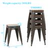 Andeworld 18 Inch Stools Set of 4,Industrial Metal Dining Chair with Wooden Seat,Short Kitchen Bar Stools Stackable for School,Classroom,Rusty view 3