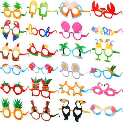 Sratte 24 Pack Luau Party Sunglasses Hawaiian Funny Glasses Tropical Fun Fancy Dress Props Summer Adults Party Favors Beach Themed Eyewear Supplies Decoration Photo Booth Props