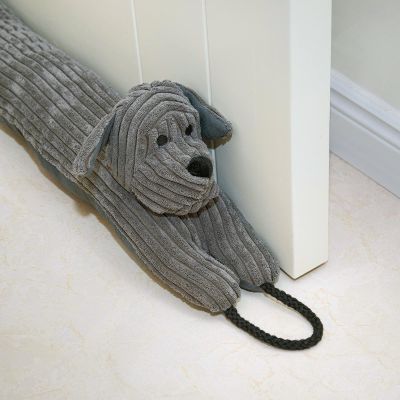 Marwood Under Door Draft Stopper Decorative Wind Stopper 48 inch for Door & Window, Weighted Animal Air Draft Stopper Snake Noise Blocker for Bottom of Door with Hanging Loops - Grey Dog