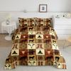 Erosebridal Western Cowboy Bedding Set for Kids Boys Queen Wild West Longhorn Bull Cattle Skull Comforter Set Tribal Southwestern Aztec Quilt Comforter Brown Buffalo Plaid Duvet Insert 2 Pillow Cases view 2