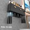 iHave Toothbrush Holders Wall Mounted with Toothpaste Dispenser & 4 Cups - Luxury Black and Gold Design for Bathroom Decor, All-in-One Bathroom Organizers & Storage for Toothbrushes and Accessories view 3