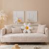 vctops Luxury Velvet Plush Sofa Cover Solid Color Palm Leaves Couch Covers Leaf Embroidery Sectional Couch Cover Super Soft Non Slip Sofa Slipcover Furniture Protector (Cream,36"x47") view 2