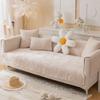 vctops Luxury Velvet Plush Sofa Cover Solid Color Palm Leaves Couch Covers Leaf Embroidery Sectional Couch Cover Super Soft Non Slip Sofa Slipcover Furniture Protector (Cream,36"x47") view 3