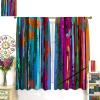 Abstract Blackout Curtains Rod Pocket Colorful Vertical Planks Modern Aesthetic Minimalist Window Drapes for Living Room 72x63in view 3