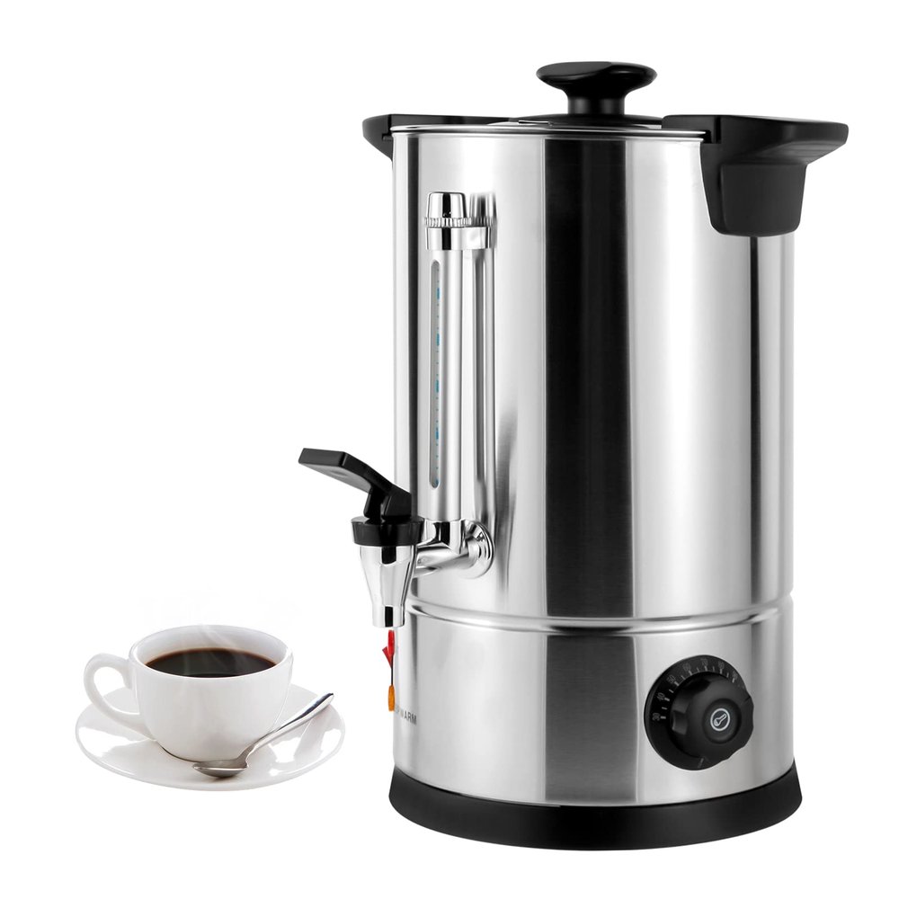Titunjian Commercial Coffee Urn Stainless Steel Coffee Dispenser Coffee Maker Quick Brewing Hot Beverage Dispenser Keep Warm Hot Water Urn for Home Party Office, 50 Cups (8L, 1KW)