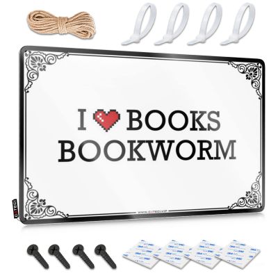 Abipuir Vintage Bar Decor I Love Books Bookworm Tin Sign Home Bar Accessories Decor for Man Cave (Color : Colour, Size : 20X30CM)