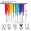 Abstract Curtains Blackout Rainbow Colored Paint Dripping White Background Art Printed Rod Pocket Window Drapes for All Rooms 72x63in view 2