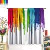 Abstract Curtains Blackout Rainbow Colored Paint Dripping White Background Art Printed Rod Pocket Window Drapes for All Rooms 72x63in view 3