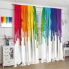 Abstract Curtains Blackout Rainbow Colored Paint Dripping White Background Art Printed Rod Pocket Window Drapes for All Rooms 72x63in view 4