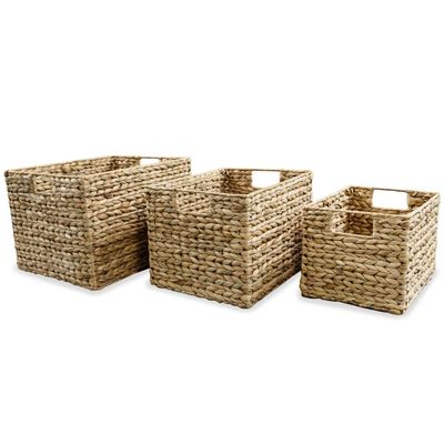 CUMYZO Storage Basket Set 3 Pieces Water Hyacinth 2.9kg/6.38ib Household Storage Caddies