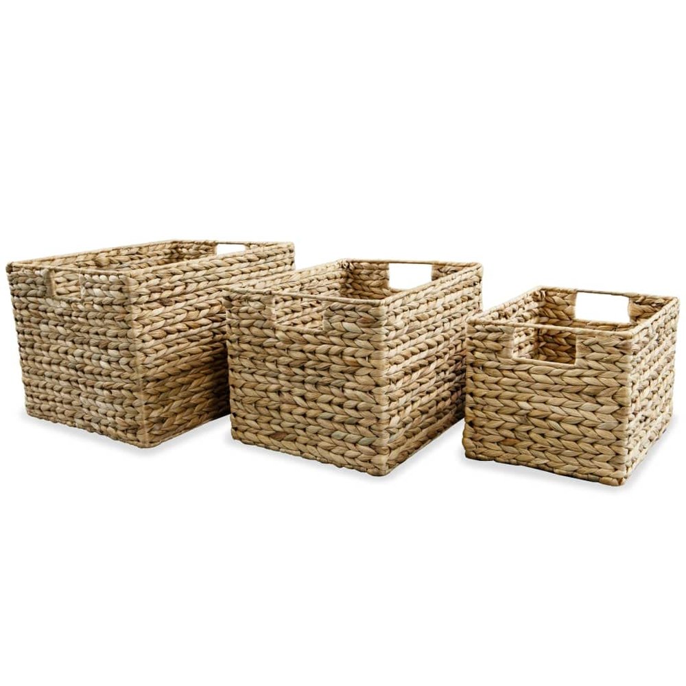 CUMYZO Storage Basket Set 3 Pieces Water Hyacinth 2.9kg/6.38ib Household Storage Caddies