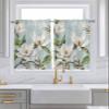 Retro White Flowers Kitchen Curtain 45 Inch Length,Country French Chic Florals Watercolor Small Short Cafe Tiers Curtains Drape,Window Treatment Rod Pocket Spring Summer Drapery Curtains 84x45 view 2
