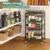 CHLORYARD 4-Tier Vegetable Fruit Basket Kitchen Storage Rolling Cart on Wheels with Pull-Out Baskets and Wood Top for Kitchen Diningroom Pantry view 3
