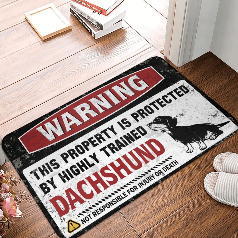 Cool Room Accessories for Teens Boys Warning This Property is Protected by A Highly Trained Dachshund Rug Fall Rugs Indoor Tiki Bar Decorations (Size : 40X60CM)