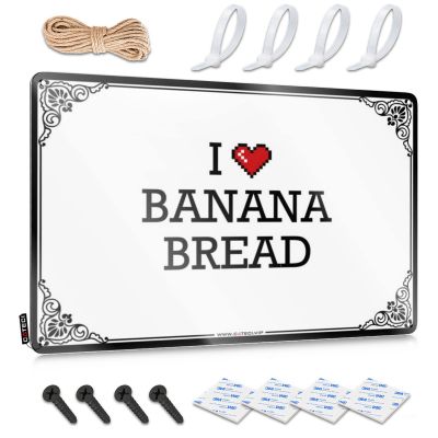 Abipuir Office Tin Sign I Love Banana Bread Tin Sign Funny Outdoor Signs Beer Decorations for Man Cave (Color : Colour, Size : 20X30CM)