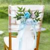 Wedding Aisle Decorations Chair Back Pew Flowers for Wedding Ceremony Party Church Chair Bench Decor, Aisle Pew Flowers with Artificial Flowers Green Leaves and Ribbons (Light Blue) view 1