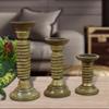 BBH Home's Handmade Brown Pillar Shaped Wood Set of Three Candle Holder Size 12x9x9 Inches AMBBWA521 view 1