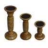 BBH Home's Handmade Brown Pillar Shaped Wood Set of Three Candle Holder Size 12x9x9 Inches AMBBWA521 view 2
