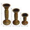 BBH Home's Handmade Brown Pillar Shaped Wood Set of Three Candle Holder Size 12x9x9 Inches AMBBWA521 view 4