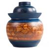 QPZK Traditional Chinese Porcelain Pickle Jar, Thickened Ceramic Fermentation Crock Pickling Pot,Fermenting Jar with Water Seal Airlock Lid Stoneware Fermenter for Kimchi 5KG view 1