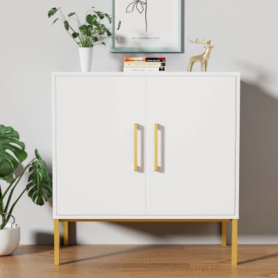 CARPETNAL Siedeboard Buffet Cabinet, White Side Storage Cabinet with Doors and Adjustable Shelves, Accent Cabinet for Kitchen, Living Room, Dining Room, Office, Hallway, Entryway