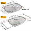 AJIODA Over The Sink Colander, 6 Quarts Stainless Steel Oval Colander with Expandable Rubber Grip Handle, Fine Mesh Strainer Baskets Kitchen Colanders for Strain, Drain, Rinse Vegetables, Fruits, Grey view 3