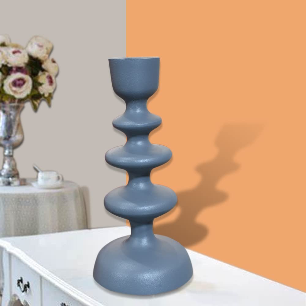 BBH Home's Handmade Gray Pillar Shaped Aluminum Set of One Candle Holder 23x8x19 Inch AMBBAOB198