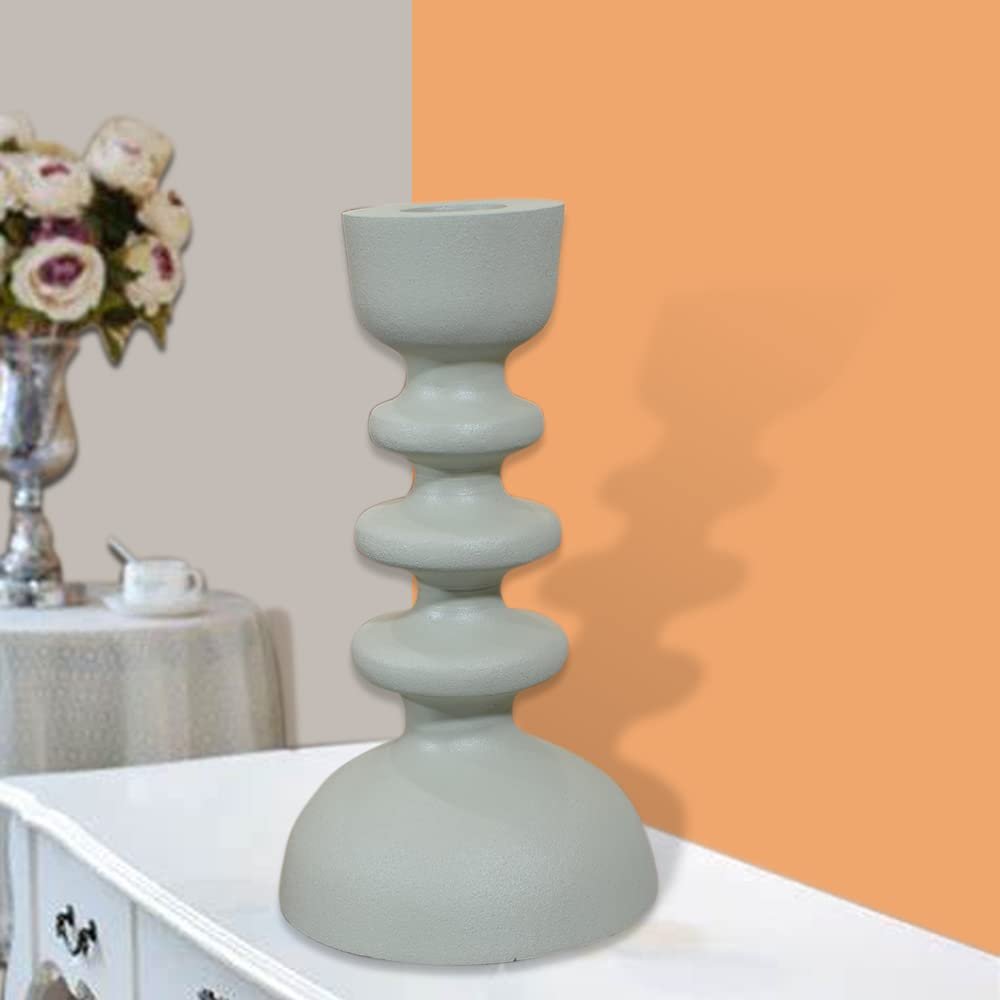 BBH Home's Handmade Ivory Pillar Shaped Aluminum Set of One Candle Holder 21x6x17 Inch AMBBAOB198