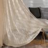 AZIMUZIXI Beige Lace Curtains Extra Long 2 Panels Set-Vintage Rustic Floral Half Privacy Voile Window Treatment Pair for Bedroom Living Room Kitchen Sheer Curtains Drapes Rod Pocket W55''x L150'' view 1