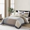 DUOHONG Quilts Queen Size - Queen Quilt Bedspread, 100% Cotton Patchwork Quilt Bedding Set for Queen Bed, 3 Pieces Plaid Farmhouse Reversible Rustic Lightweight Comforter Spread, Brown/Beige/Gray view 2
