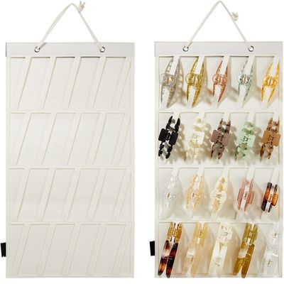 Rentoudu Haya Claw Clip Organizer Holder - Hanging Claw Clip Storage for Women & Girls - Wall, Door, Closet Display - Off-White, 1Pcs